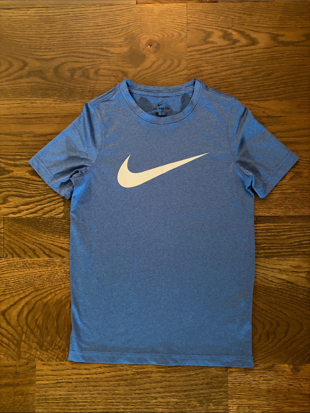 Nike Dri-Fit Blue Short Sleeve Tee with White Swoosh